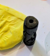 Rare Ancient Near Eastern Stone Intaglio Cylinder Seal, Wolf And Human