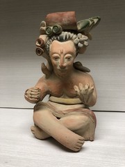 Antique Pre-Columbian Maya Mexican Red Clay Terracotta Pottery Figurine 9”