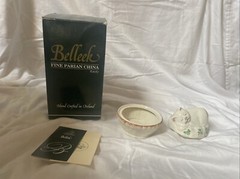 Belleek Ireland Fine Parian China Kitty Cat Trinket Box3224 w/original Box