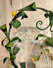 VINTAGE 1960’S ITALIAN TOLEWARE 64″ FREE STANDING NOVELTY DECORATIVE BIRDCAGE
