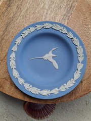 VTG Wedgwood Blue Jasperware Bermuda Longtail Bird Trinket Dish