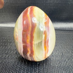 Hand Carved Italian Marble Stone Multicolored Swirl Heavy Egg Paperweight VTG