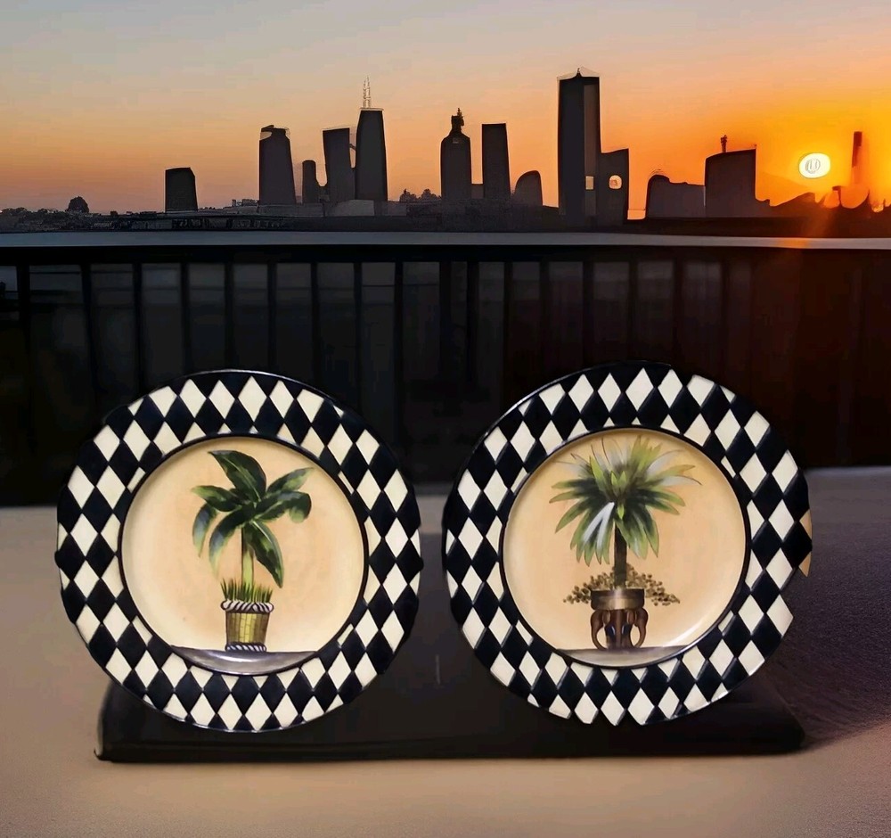 2 Home Interiors Decorative Plates Plant Vase Designs 10.25″ 2 New Plate Hanger