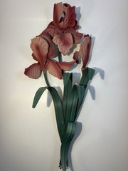 Vintage Toleware Metal Iris Pair