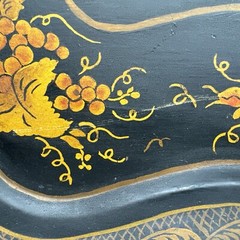 Antique Metal Tole Toleware Tray Hand Painted Large J R Byram Reading MA 1800s