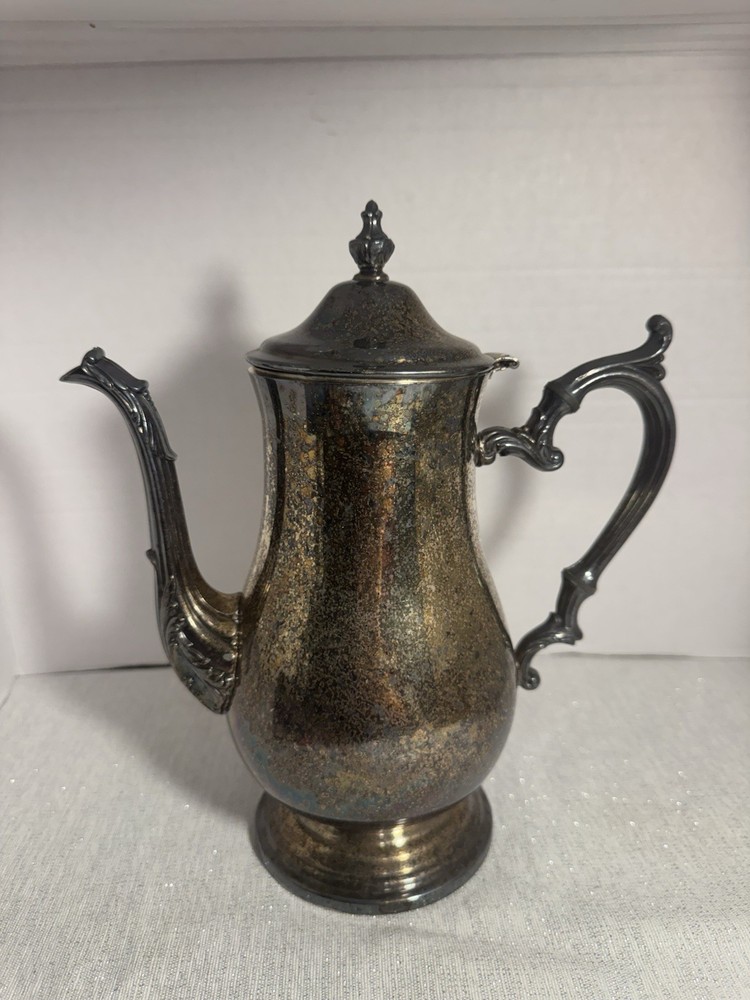 Vintage Unbranded Silver-Plated Footed Coffee/Tea Server, Hinged Lid, Fast Ship