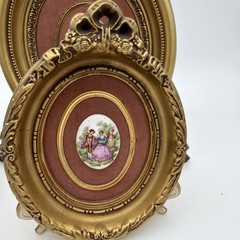 Set of 3 B&S Creations New York Porcelain Cameo Courting Couples In Gold Frames