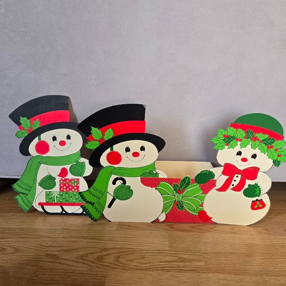Vintage Hallmark Snowman Centerpiece Christmas Decoration – 1970s 1980s Die-Cut