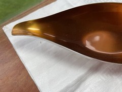 Wallace 9022 Vintage Orange Enamel Over Silverplate Candy Nut Dish Genie Design