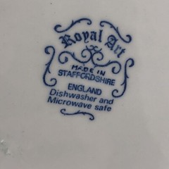 Royal Art Staffordshire Transfer Ware Blue And White 2 Plates