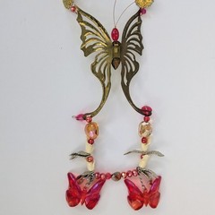 Vintage Homco Brass & Wood Butterfly Wall Art Decor MCM Home Decor