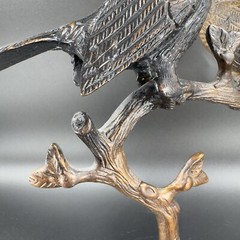 Vintage Brass Love Birds Sitting On The Tree Sculpture Figurine Heavy Figure VTG