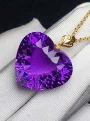Natural Amethyst Quartz Purple Uruguay heart shape necklaces 18K