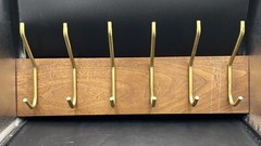MCM Modernist LOUMAC SUPPLY NYC Wood Coat Rack Metal Hooks 24” X 6”