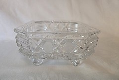 Lead Crystal Footed, Lidded, Hexagonal, Candy Dish, Wedding Box