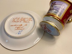Vintage Le Tallec h/p cup & saucer Napoleon Bonaparte battle Witepsk, Vitebsk
