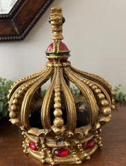 Heavy Ornate Gold Resin Crown 10” Table Top Decor Jewel Tuscan Old World