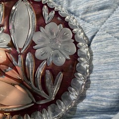 Vintage Candy Dish Echt Bleikristal Hofbauer Floral Lead Crystal Ruby Red