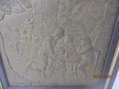 Hammered Copper Framed Wood Ornate Wall Decor Plaque Bas Relief Lovely Breughel