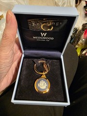 WEDGWOOD BLUE JASPER WARE NAUTICAL BLUE SHIP KEY RING NIB