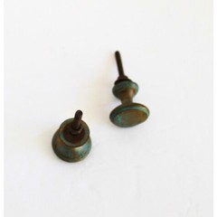 Antique Brass Draw Knobs Pulls Set of 2 Patina Verdigris