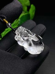 Natural White Quartz Carved Pendant