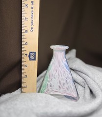 Vintage Hand Blown Art Glass Perfume Bottle Triangular Prism Multicolor