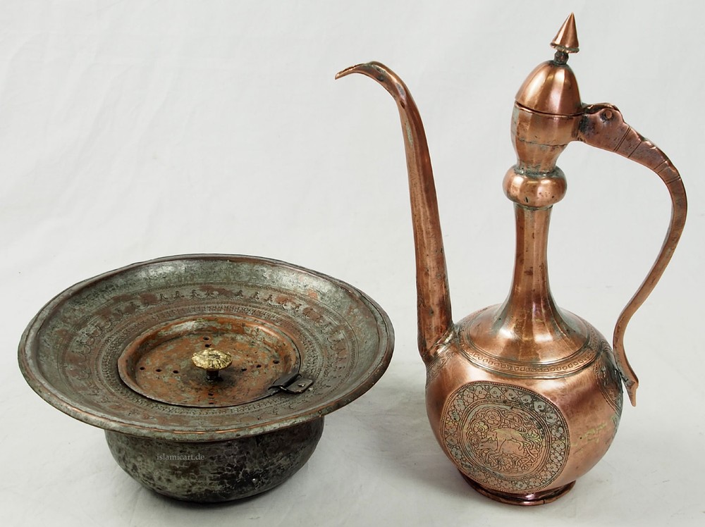Antique islamic Engraved copper Ewer Pitcher Basin set from Afghanistan No:16/G