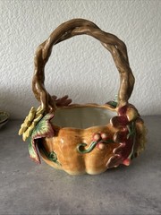 Fitz & Floyd Classic Autumn Splendor Basket Pumpkin Sunflowers Leaves Acorn