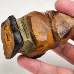VTG ANRI Hand Carved Wooden Big Mouth Toothpick Match Holder Man Figure Folk Art