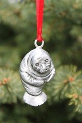 Lead Free Pewter Manatee Ornament Sea Cow Holiday Gift Hand Made Fish Decor NEW
