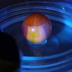.71″ Vintage Sunburst Sunrise Orange UV Yellow Akro Vitro Marble
