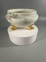 Antique GDA France Hand Painted Floral Hairpin Receiver Porcelain Dish Limoges