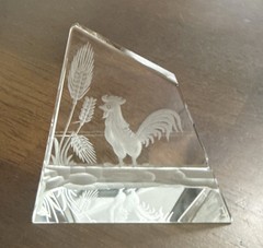 Steinbach Signed Diamond Engraved Art Optical Crystal Prism Rooster