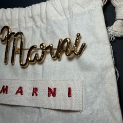 Marni Brooch Pin Logo Gold Color Unused Fashion Accessory