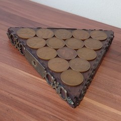 Vintage British Penny Coin Coaster Tray – Pre-Decimal 1930s 1940s Treen