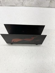 Folk Art Toleware Tin Napkin Or Letter Mail Holder Vintage Art Deco