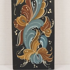 VTG Hand Painted Rosemaling Wood Bread Cutting Board Farmhouse Folk Art 19.5″