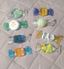 Vintage Hand Blown Murano Style Art Glass Wrapped Hard Candies 8 piece lot