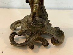 Antique Gilt Metal Figural Candlestick Cavalier Man Decorations