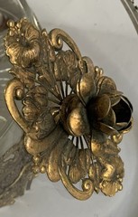 VTG Gold Ormolu Hollywood Regency Brass Beveled Glass Divided Trinket Jewel Box