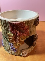 VTG Fitz and Floyd Woodland Fall Scene Owl Squirrel On Tree Stump Warmer EUC