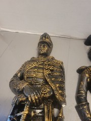 Vintage Pair 1965 Burwood Medieval Soldiers knight Wall Hanging Black & Gold