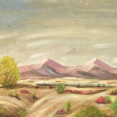 Vintage Amateur Desert Mountain Plein Air Landscape Oil Painting Unframed Issues