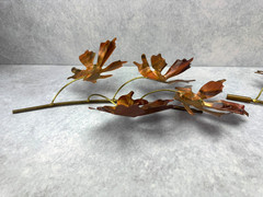 2 Vintage Metal Maple Leaves on Branch Wall Hanging Copper Color Nature Cottage