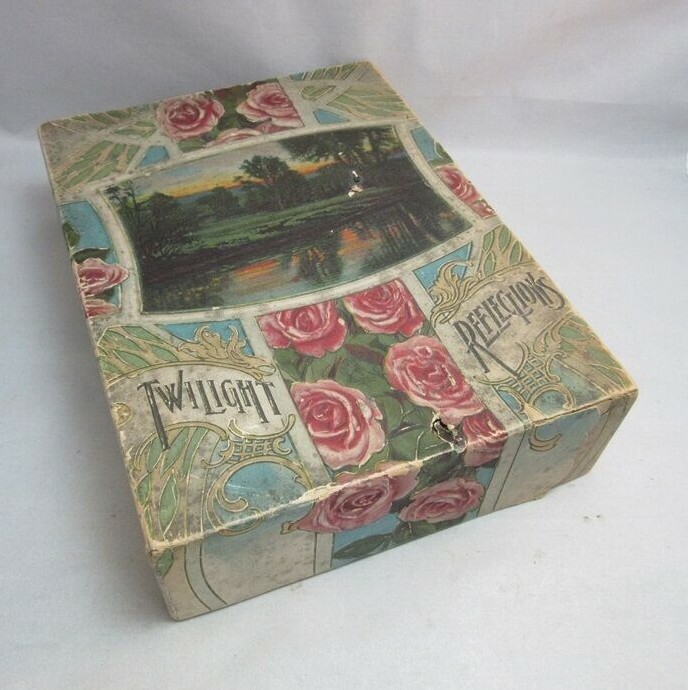 1910’s art nouveau Twilight Reflections embossed stationary box