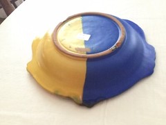 Ceramic Stoneware Pottery Fish Plate Candy Nut Dish Bowl Blue Drip Glaze Greece