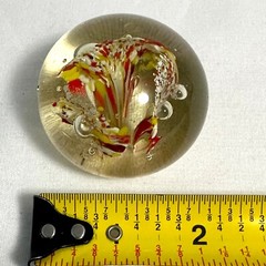 Hand Blown Art Glass Paperweight Orange Yellow White Abstract Art Glass Eye-Like