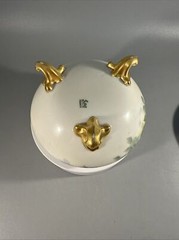 Antique GDA France Hand Painted Floral Hairpin Receiver Porcelain Dish Limoges