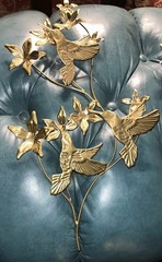 Vintage MCM Metal Hummingbird & Flower 3D Wall Art Decor – Homco